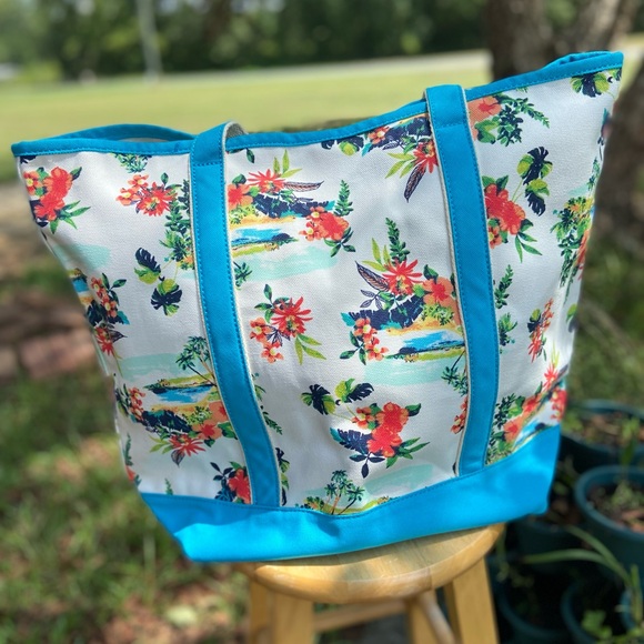 New Lands’ End LARGE Beach Tote in Tropical Scenic - Picture 5 of 5